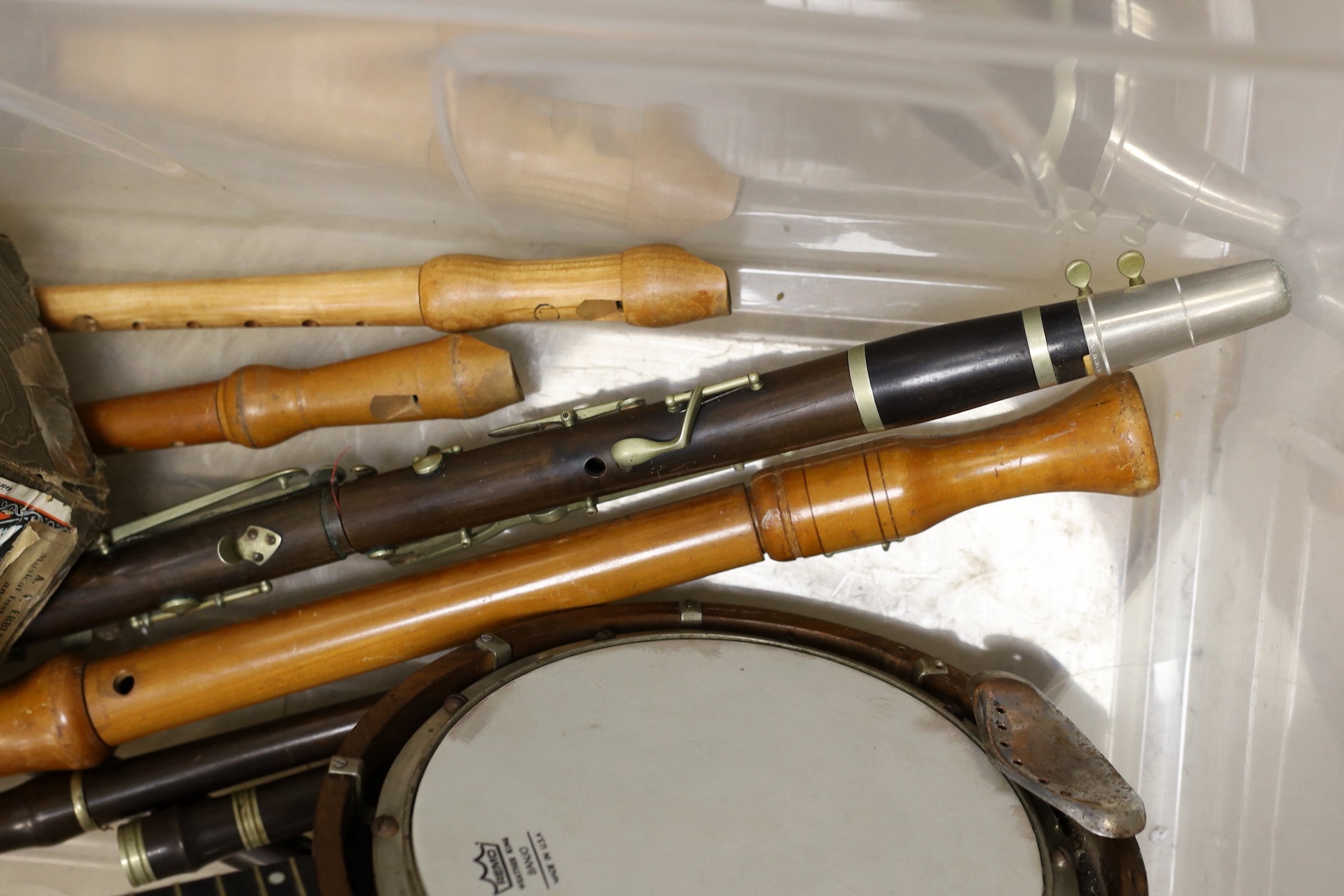 Accordian, clarinet, banjo, recorders